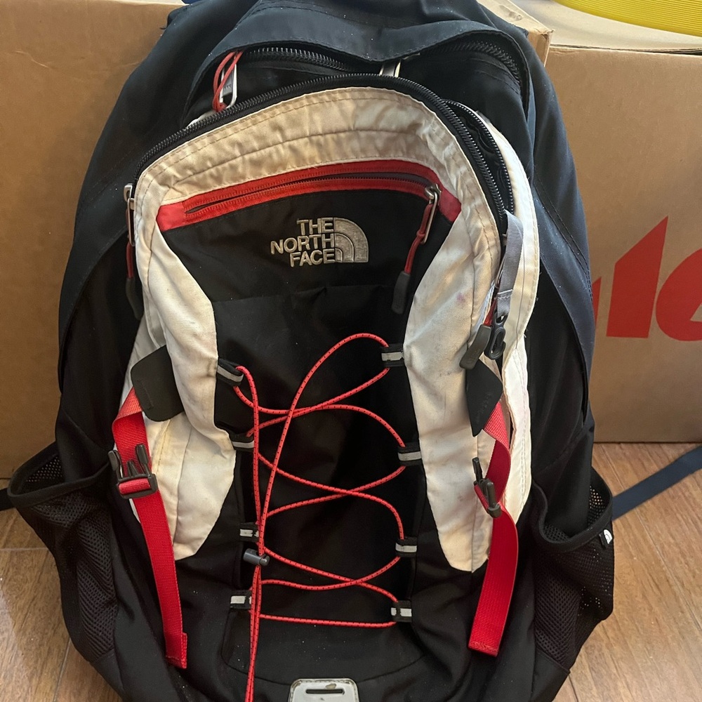 The North Face Black and Red Backpack